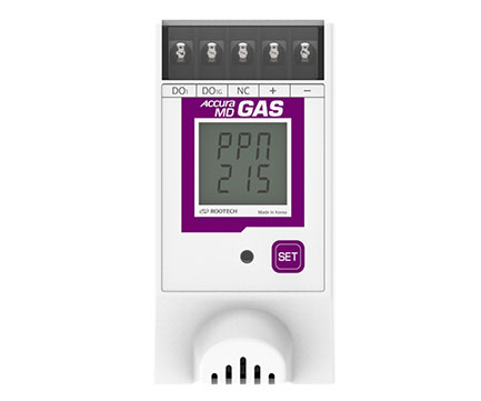 Accura MD-GAS 가스 모듈은 가연성 가스 감지 센서로 분전반 내 가스 농도를 고감도 계측하여 가스 이벤트 알림을 제공한다.
